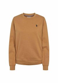 Brun sweatshirt i bomullsblandning med rund halsringning, ribbade ärmslut och nederkant. Har en liten svart logotyp på bröstet.