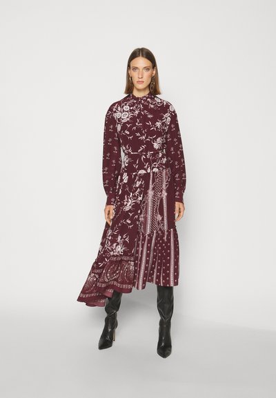 Erdem LONG SLEEVE ASYMETRICAL DRESS WITH TIERED HEM - Maxikleid - burgundy
