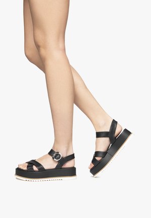 Sandalen met plateauzool - nero