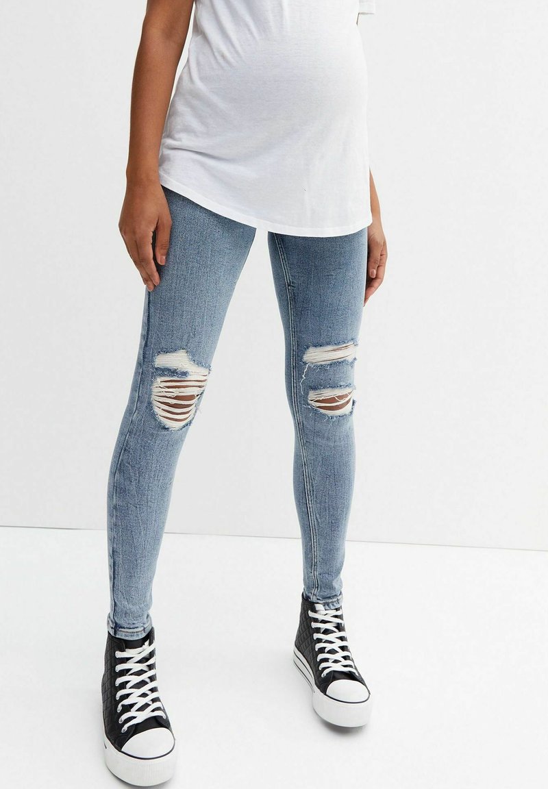 New Look Maternity CURVES MATERNITY TEAL RIPPED OVER BUMP HALLIE