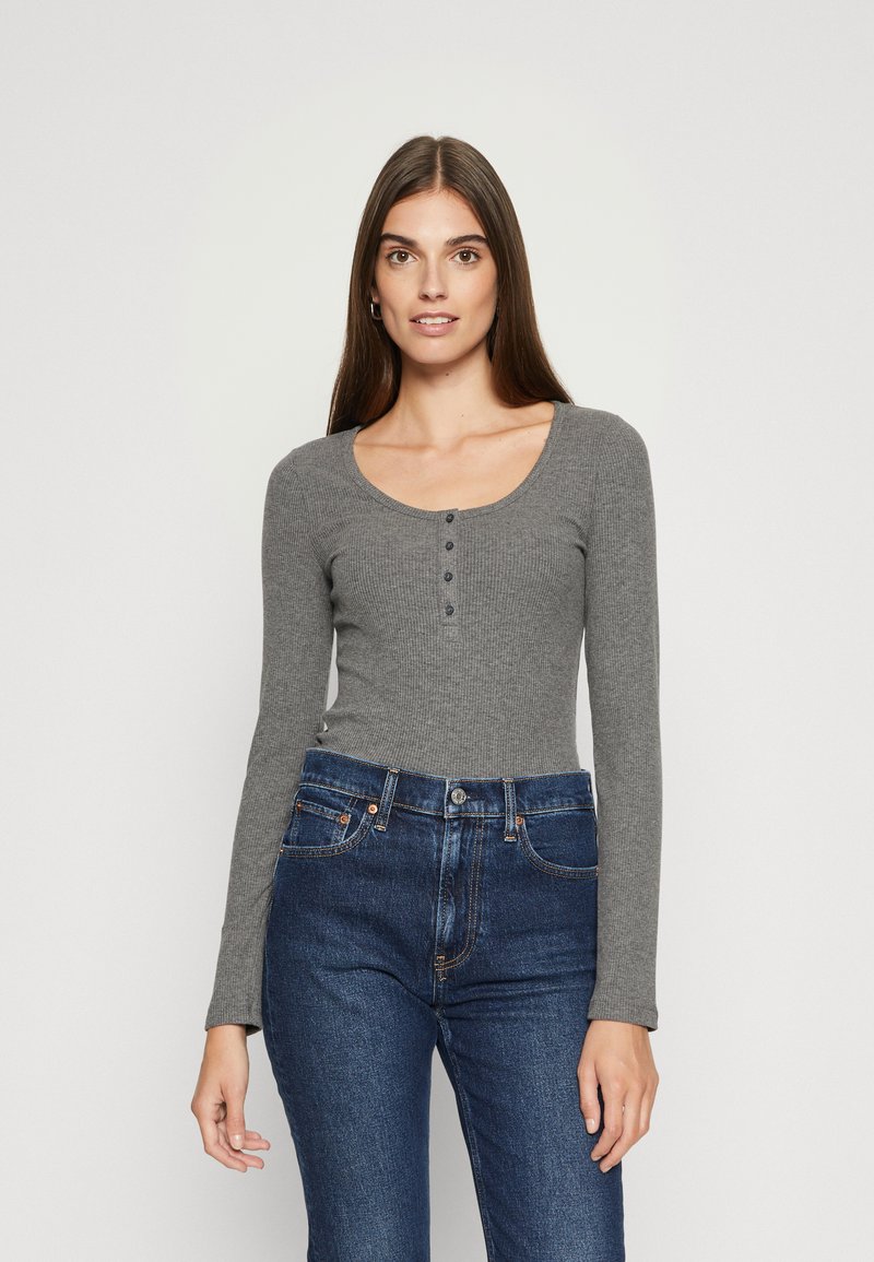 GAP HENLEY Langærmet Tshirt charcoal heather/mørkegrå Zalando.dk