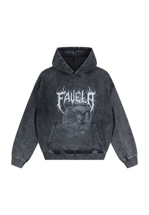 FAVELA, CLOWN HOODIE - Kapuzenpullover - black washed
