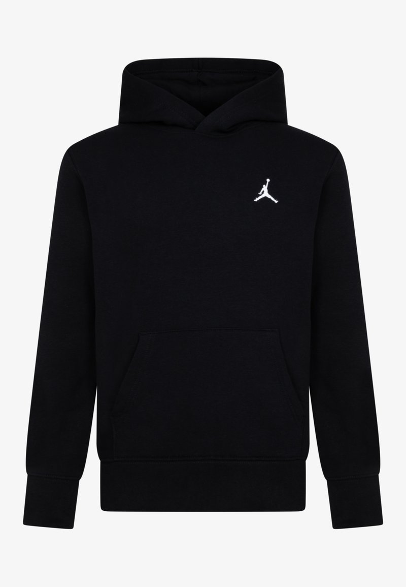 Felpa nera con cappuccio realizzata in tessuto morbido, con tasca a marsupio, polsini a costine e logo Jumpman bianco sul petto.
