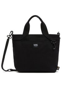 Czarna torba na ramię Vans z podwójnymi uchwytami, odpinanym plecionym paskiem na ramię oraz naszywką z logo z przodu na jednolitym tle.