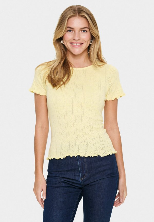 GRUSZ POINTELLE - T-Shirt basic - pale banana