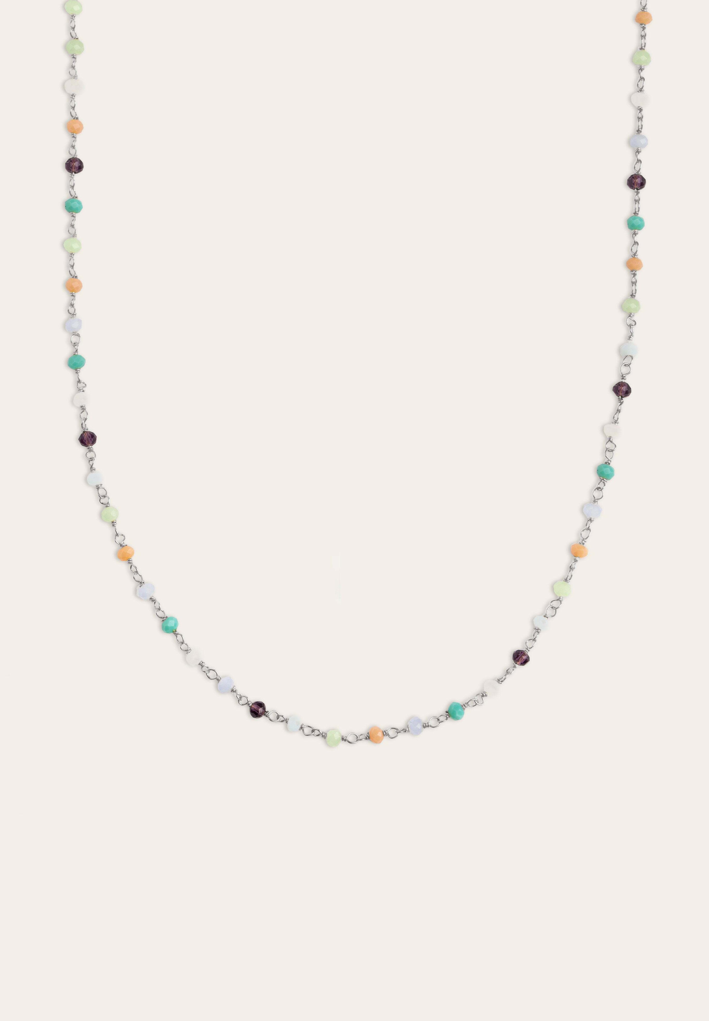 SINGULARU Collana Crystals Verde Acqua – Argento Placcato Oro 18K, Gioiello Donna Elegante Con Cristalli