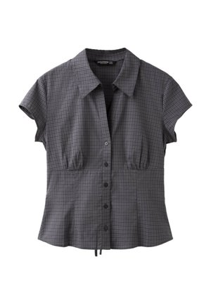 Stradivarius, SHORT SLEEVE UNDER-BUST SEAM SHIRT - Overhemdblouse - dark grey