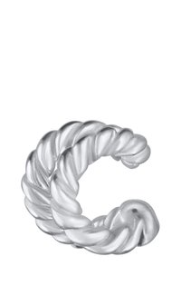 Sølvfarvet snoet ring med en rebdesign. Glat, skinnende overflade med rundede ender. Justerbar pasform, moderne udseende.