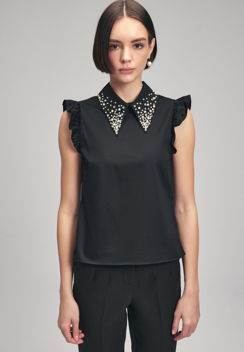 adL STONE COLLAR - Bluse - black