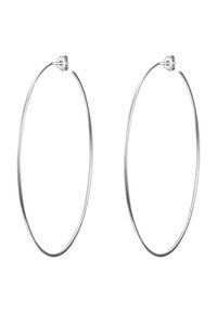 Sudraba apli auskari ar plānu, apaļu formu. Katram auskaram ir droša stieples aizmugure. Gluda tekstūra, minimālisma dizains un bez rakstiem.