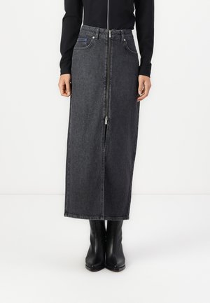 ZIP SKIRT - Maxiskjørt - washed dark grey denim