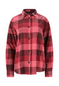 Langærmet plaid skjorte med røde og sorte tern, knaplukning og klassisk kravedesign. Blødt stof med en afslappet pasform.