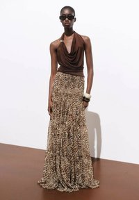 Mango LEOPARD-PRINT - Pliceret nederdel /Nederdele med folder - brown
