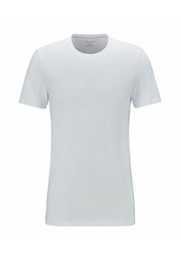 White short-sleeve t-shirt made from cotton, featuring a round neckline and a simple, classic design without patterns or accents.