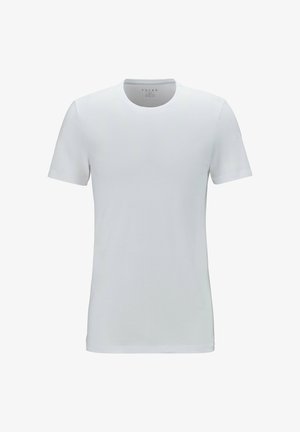 White short-sleeve t-shirt made from cotton, featuring a round neckline and a simple, classic design without patterns or accents.