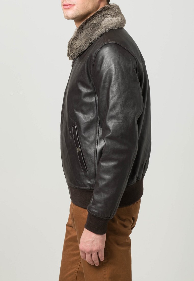 Schott Leather jacket - dark brown/brown - Zalando.co.uk
