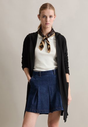 MIT KAPUZE - Strickjacke - black