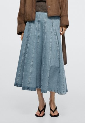 Massimo Dutti GODET MIDI - Gonna a campana - blue denim