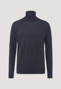 Marineblauwe coltrui gemaakt van een zachte katoenmix, met lange mouwen, een getailleerd silhouet en geribde boorden en zoom.