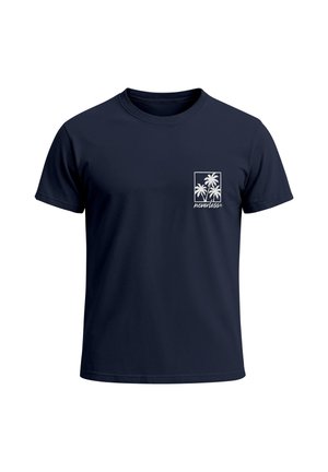 Neverless, HERREN T-SHIRT FRONTPRINT - LOGO DESIGN PALMEN - BAUMWOLLSHIRT - Print T-shirt - navy