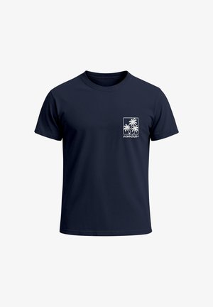 Neverless, HERREN T-SHIRT FRONTPRINT - LOGO DESIGN PALMEN - BAUMWOLLSHIRT - T-Shirt print - navy