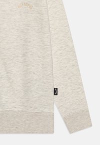Sudadera gris claro con un acabado texturizado, que presenta un dobladillo y puños acanalados. Logo bordado en el pecho. Etiqueta en el lateral.