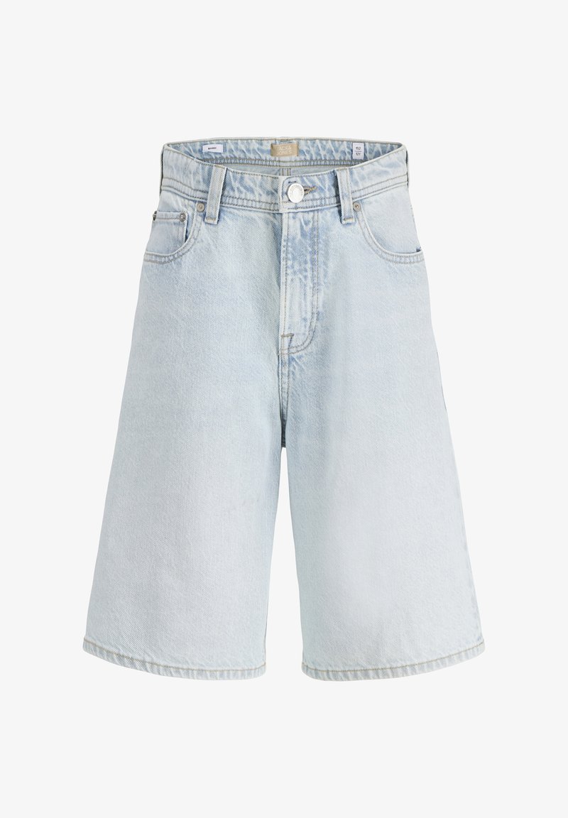 Ανοιχτό μπλε τζιν σορτς με άνετη εφαρμογή, διαθέτει μέση με ζώνη, φερμουάρ, πέντε τσέπες και διακριτική εξασθένιση στο ύφασμα.