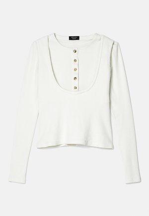 DOUBLE EFFECT HALF BUTTON CLOSURE - Maglietta a manica lunga - ivory