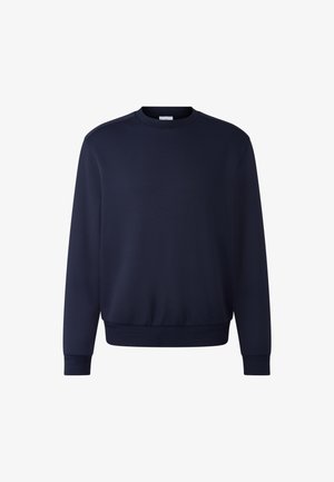 Marineblaues Sweatshirt mit langen Ärmeln, Rundhalsausschnitt, gerippten Bündchen und Saum, aus glattem Stoff mit einer einfachen und klaren Silhouette.