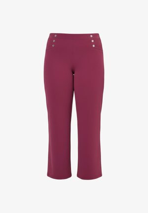 Hoch taillierte, gerade geschnittene Hosen in Weinrot mit Knopfdetails vorne am Bund, aus strukturiertem Stoff gefertigt.