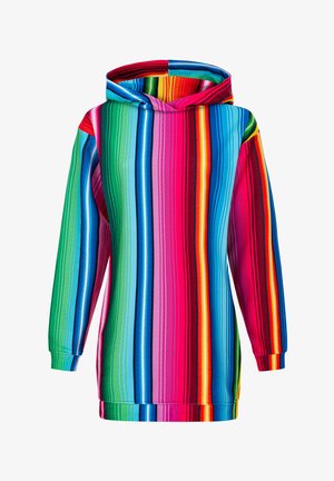 Tęczowy, w paski kaptur z szerokimi poziomymi liniami w odcieniach różu, niebieskiego, zielonego i czerwonego. Posiada obszerne kaptur i długie rękawy. Wykonany z miękkiego materiału.