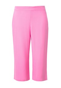 Roze cropped broeken van een zachte, gladde stof. Beschikken over een platte tailleband en een rechte snit, die net onder de knie eindigt.
