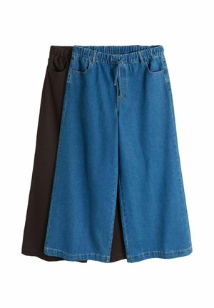 2 PACK PULL ON LIGHTWEIGHT - Wide Leg - mid blue/chocolate brown