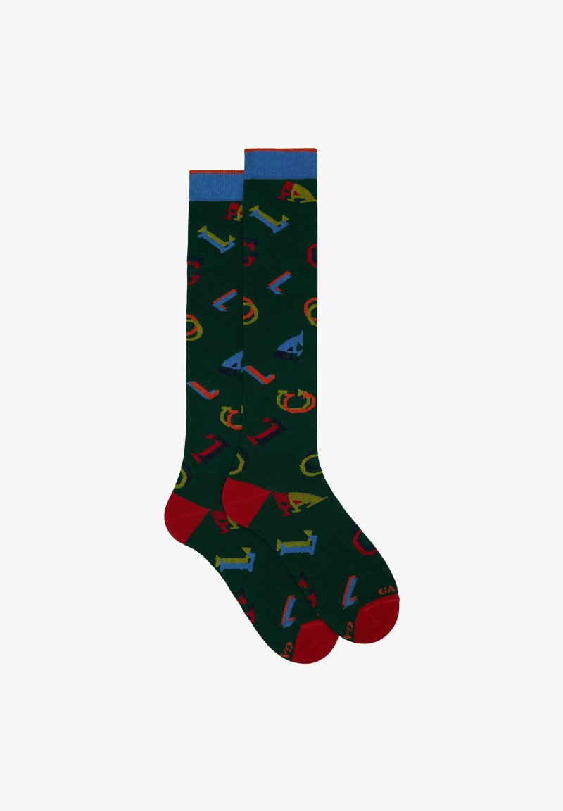 Gallo LONG WITH COLOURED LETTERS MOTIF - Calze - eucalipto