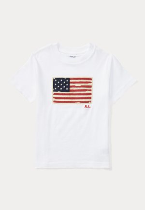 Polo Ralph Lauren FLAG COTTON JERSEY T-SHIRT UNISEX - Trükipildiga T-särk - white