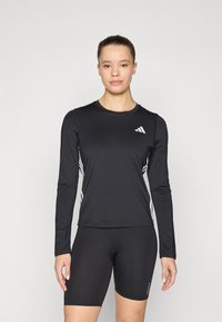 adidas Performance - TRAIN ESSENTIALS LONG SLEEVE 3STRIPES WORKOUT - Ilgarankovis viršutinės dalies drabužis - black/white Miniatiūros vaizdas 1