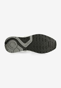 Soletta in gomma nera con pattern testurizzato e accenti grigi. Presenta il logo sul lato e un design circolare nell'area del tallone.