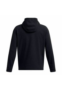 Felpa nera con cappuccio dotata di tasca a marsupio, maniche lunghe e coulisse sul cappuccio. Tessuto morbido con una texture liscia e cuciture minime.