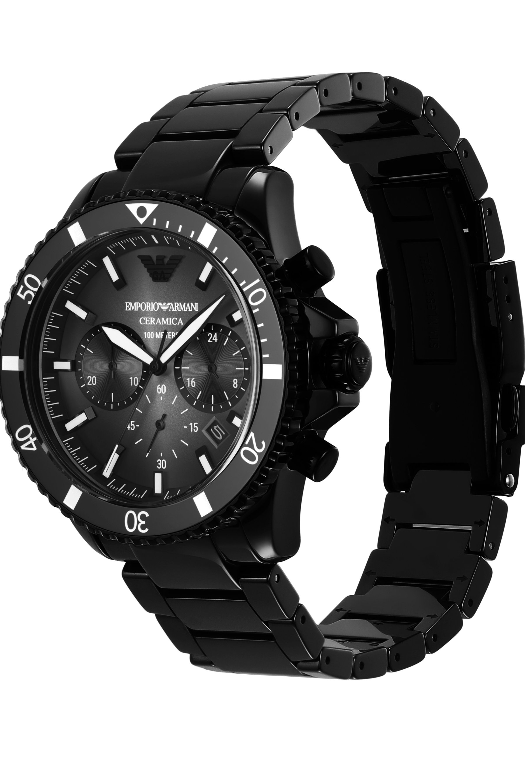 Emporio Armani Chronograph watch - Black/black - Zalando.co.uk