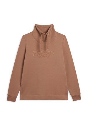 Felpa marrone a maniche lunghe con colletto alto, dotata di coulisse e logo "FREDDY" testurizzato sul davanti. Realizzata in tessuto morbido.