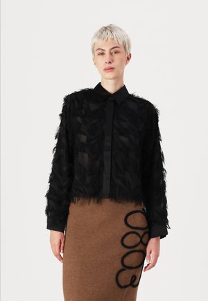 SLFMYLINE FLUFFY CROPPED SHIRT - Button-down blouse - black