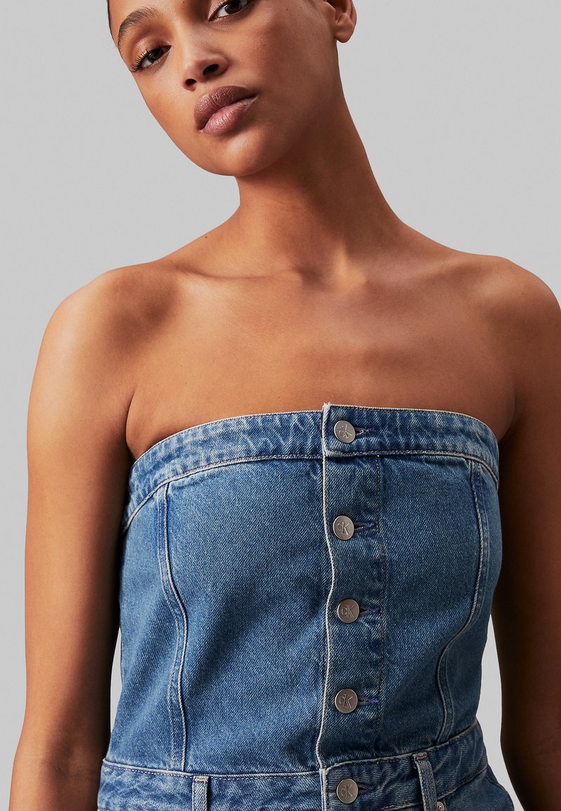 Calvin Klein Jeans STRAPLESS - Denim dress - denim light/light-blue denim -  Zalando