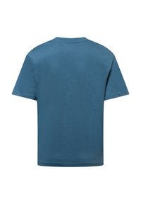 Camiseta de manga corta azul con escote redondo, hecha de algodón suave. Cuenta con un dise�ño liso sin patrones ni adornos.