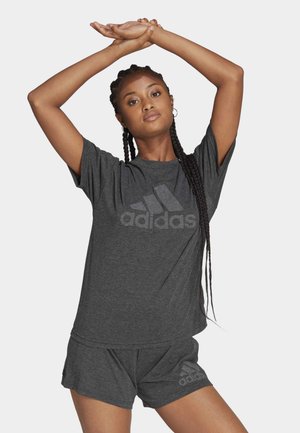 adidas Sportswear T-shirt con stampa - black melange   grey four