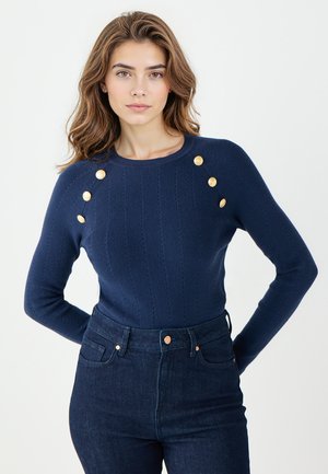 CREW NECK BUTTON - Maglione - dark blue