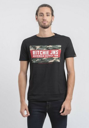 MANCHES COURTES COL ROND JARDIN - T-shirt imprimé - noir