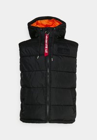 Alpha Industries - HOODED PUFFER - Vest - black Miniaturebillede 1