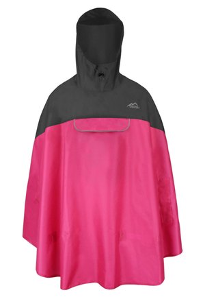 UNISEX WASSERDICHTER REGENPONCHO MIT KAPUZE UND REFLEKTOR - Regenjacke / wasserabweisende Jacke - schwarz pink
