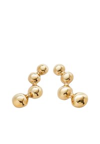 Boucles d'oreilles en or présentant un design unique alternant des formes sphériques lisses, avec une finition polie, créant une esthétique moderne.