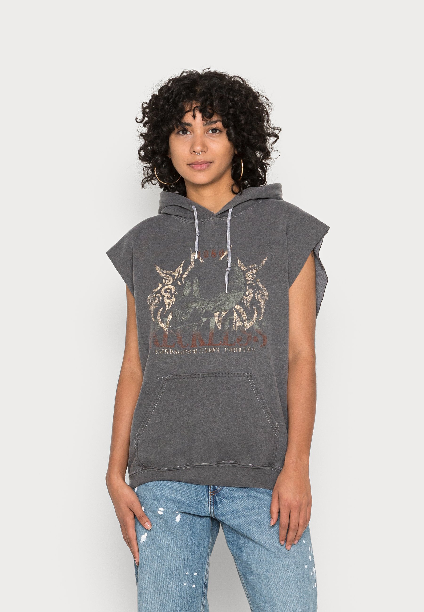 BDG Urban Outfitters BDG RECKLESS SLEEVELESS HOODIE - Kapuzenpullover -  charcoal/grau - Zalando.de